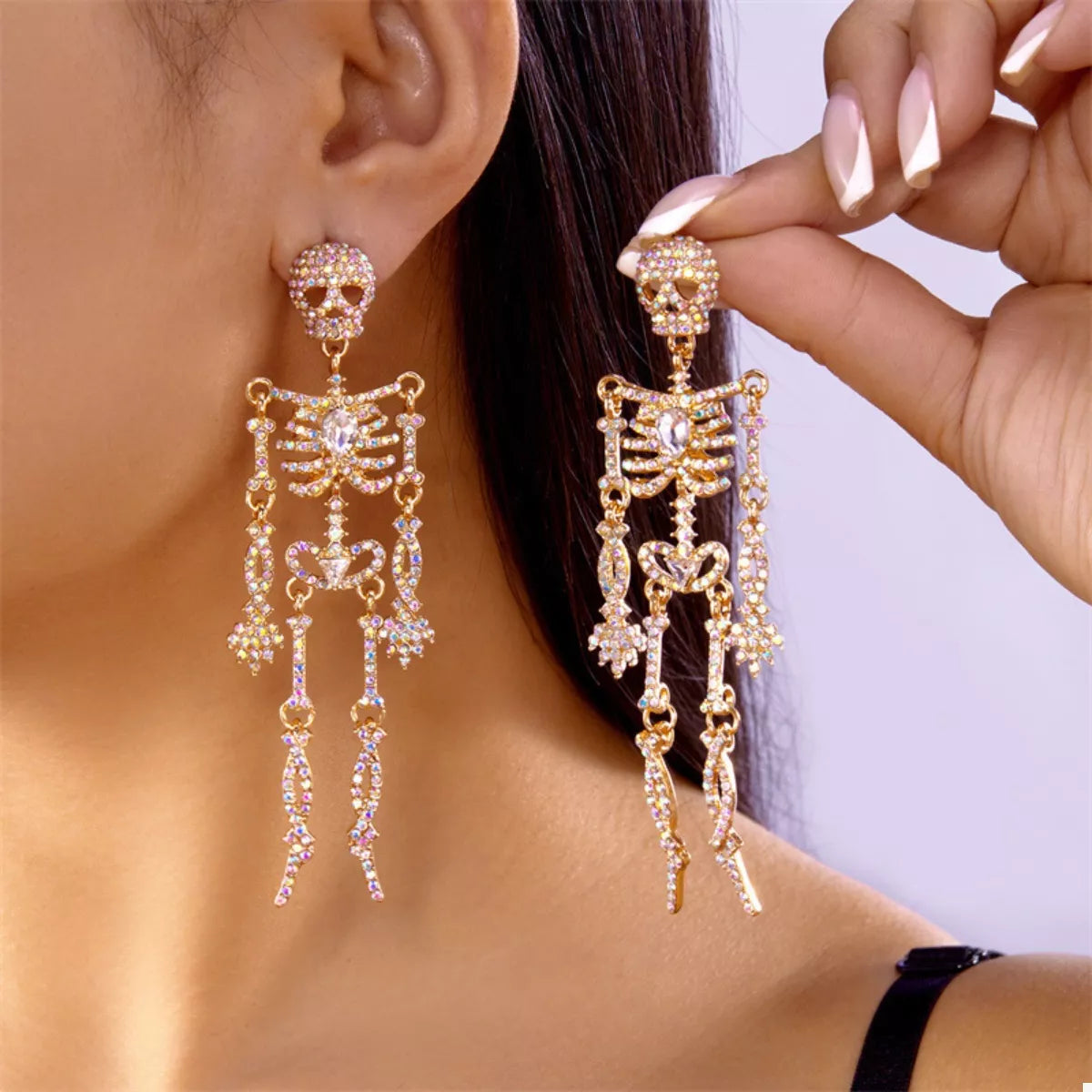 Halloween Skeleton Skull Zircon Drop Earrings