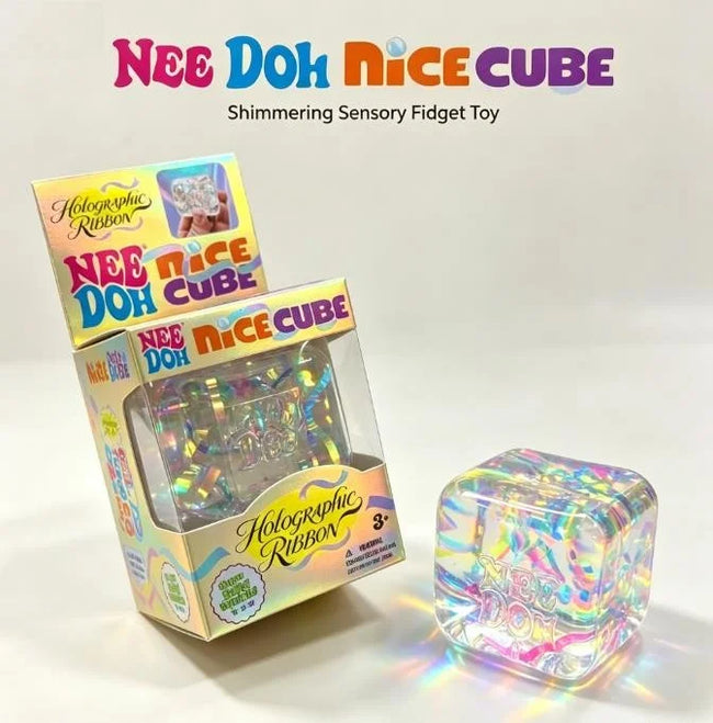 Needoh Holographic Ribbon Cube Squishy Toy